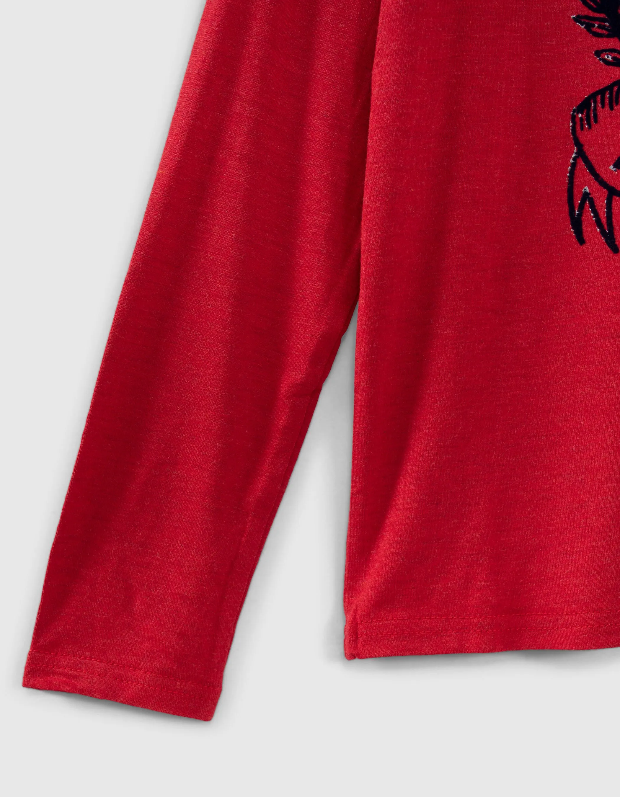T-shirt rouge clair maxi visuel cœur devant fille