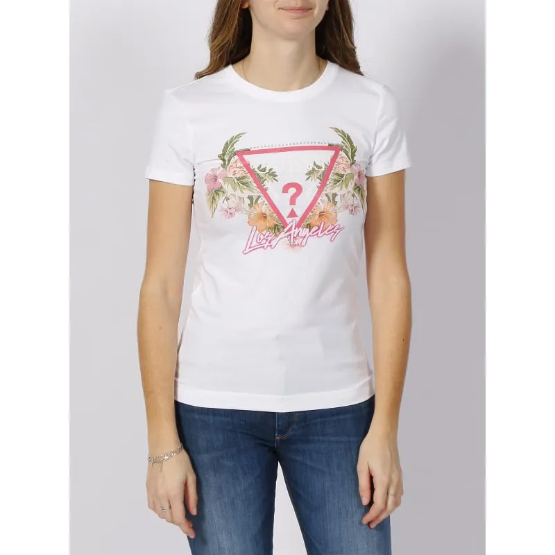 T-shirt slim logo signature rose femme - Hugo  | wimod