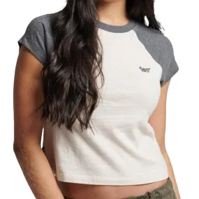 T-shirt Écru/Gris Femme Superdry Raglan