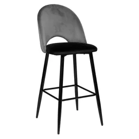 Tabouret bar déco velours "Kara" Atmosphera Couleur Gris