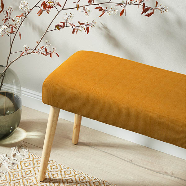 Tissu de revêtement Velours milleraies – moutarde
