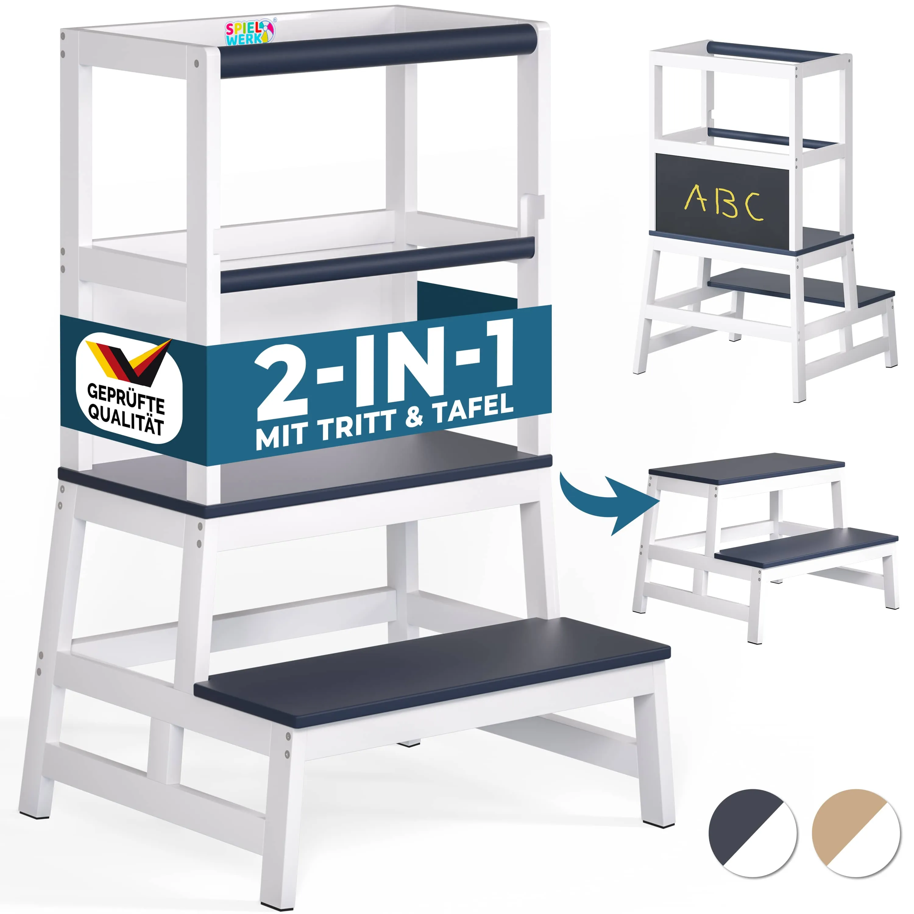 Tour d'apprentissage en bois gris 93x51x50cm pour enfant | DeubaXXL