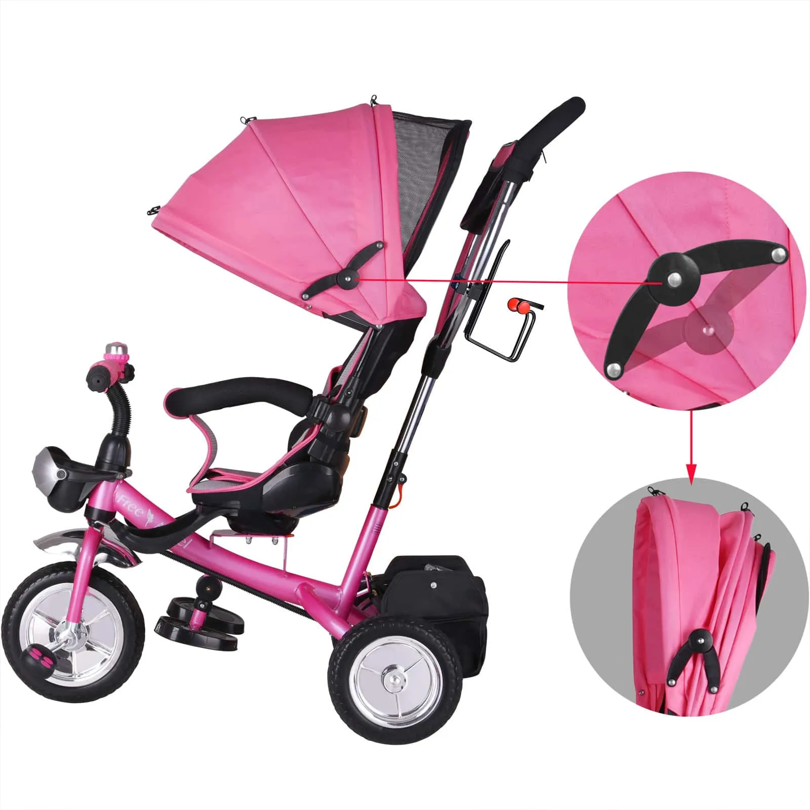 Tricycle évolutif rose 3en1 pour enfant 10 à 36 mois | DeubaXXL
