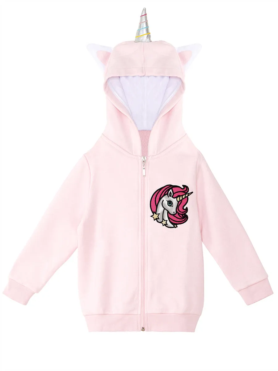 unicorn kapionlu kiz ocuk sweatshirt