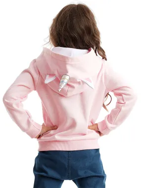 unicorn kapionlu kiz ocuk sweatshirt