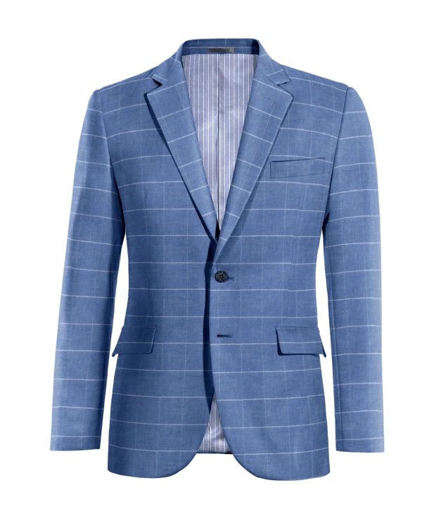 Veste bleu électrique à carreaux en lin-coton légère