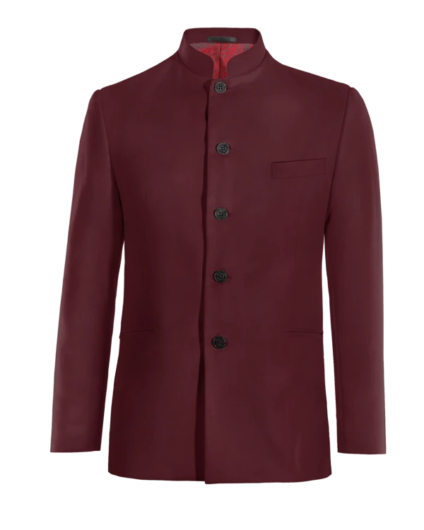 Veste col mao bordeaux de mi-saison