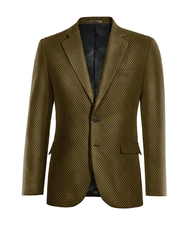 Veste coleur or micropattern en jacquard à larges revers
