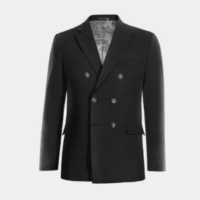 Veste croisée noire en Pure Laine super 100s