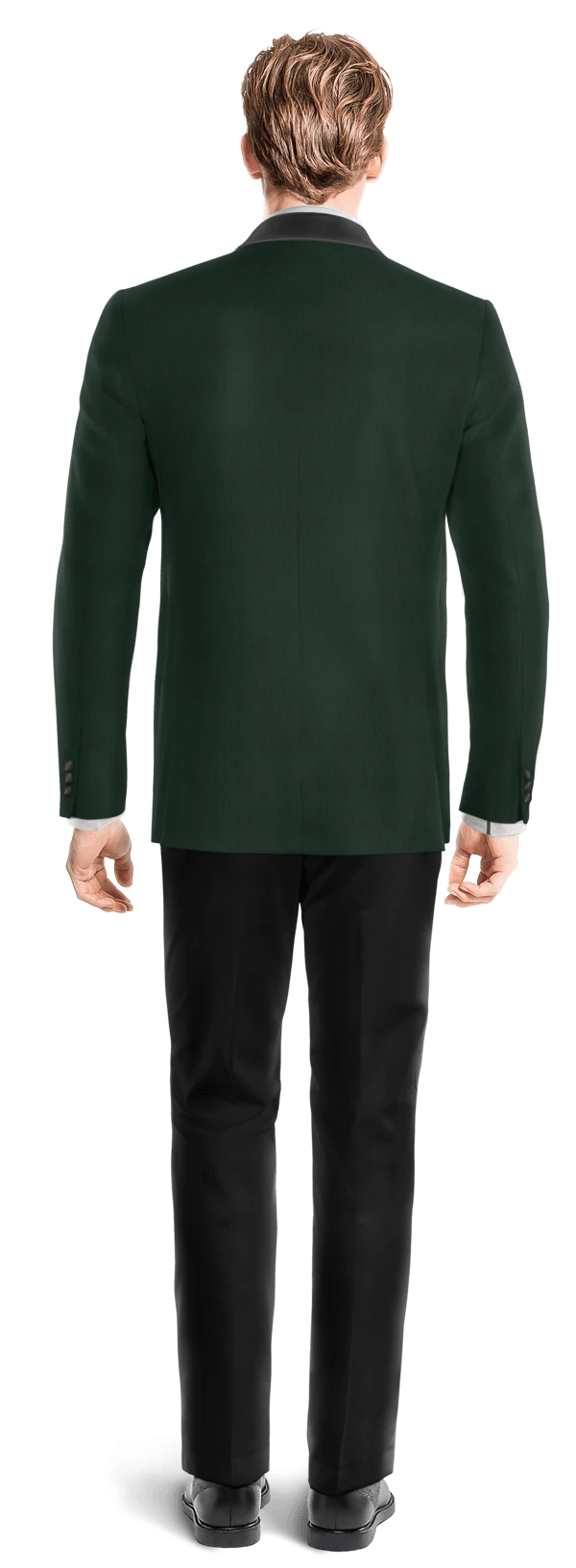 Veste de smoking vert avec larges revers noir et pantalon noir