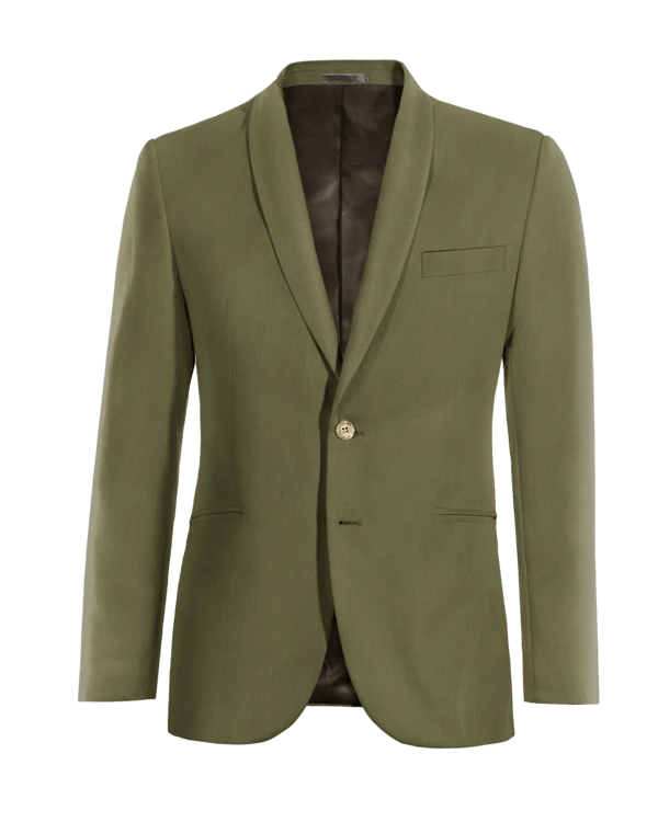 Veste verte en lin col châle essentiel