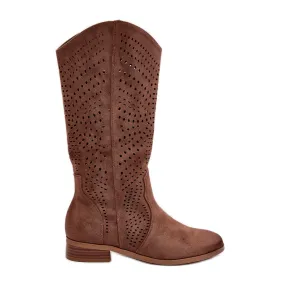 Vinceza Bottines Mi-mollet Ajourées Marron Kleorelia brun