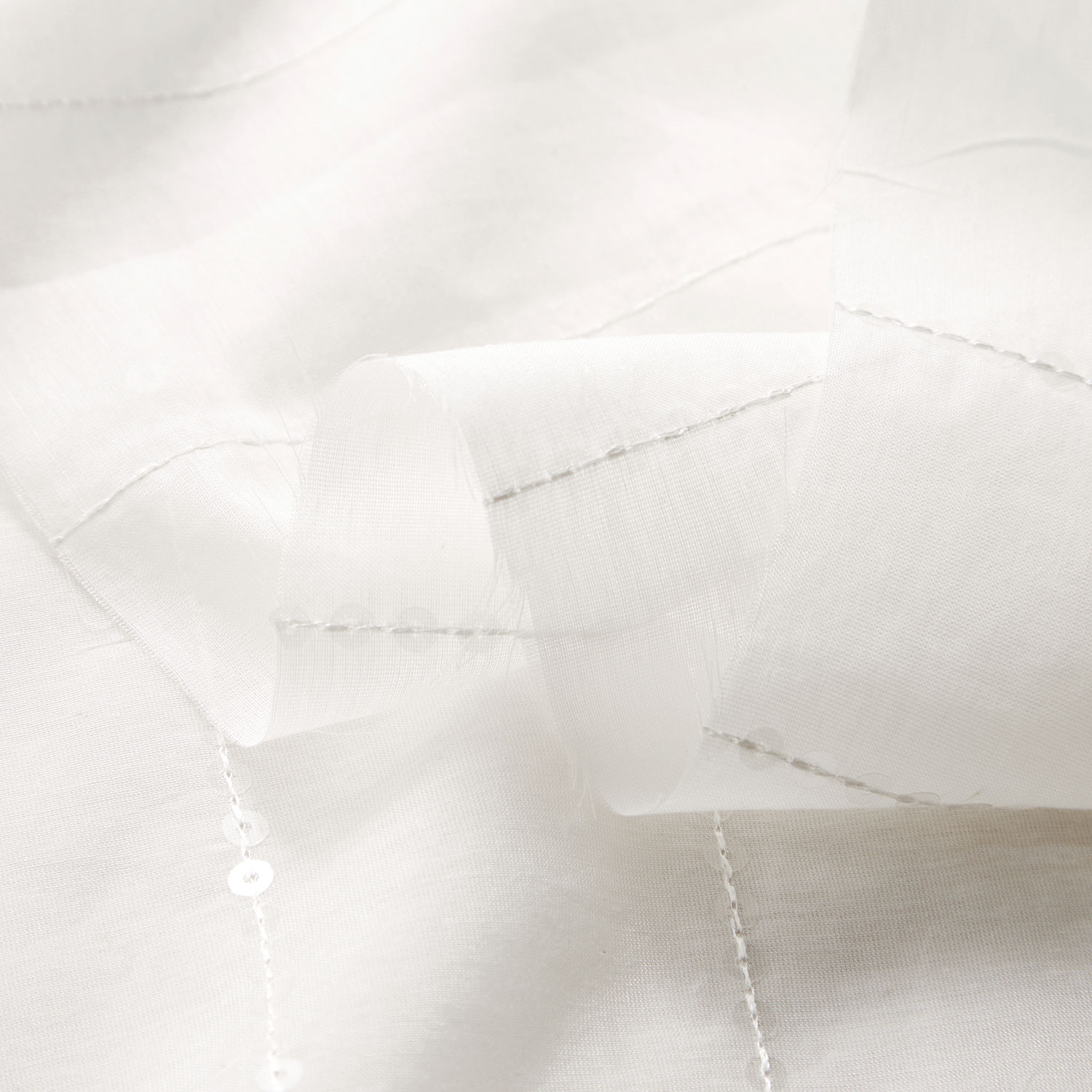 Voile de coton et soie mélangés à paillettes – blanc